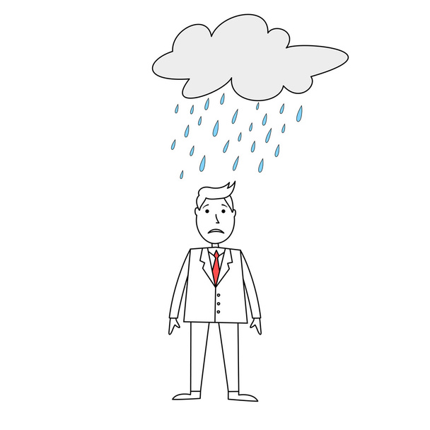 Θλιβερή επιχειρηματίας κάτω από ένα σύννεφο βροχερή - Φωτογραφία, εικόνα