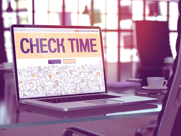 Check Time Concept on Laptop Screen. - Φωτογραφία, εικόνα
