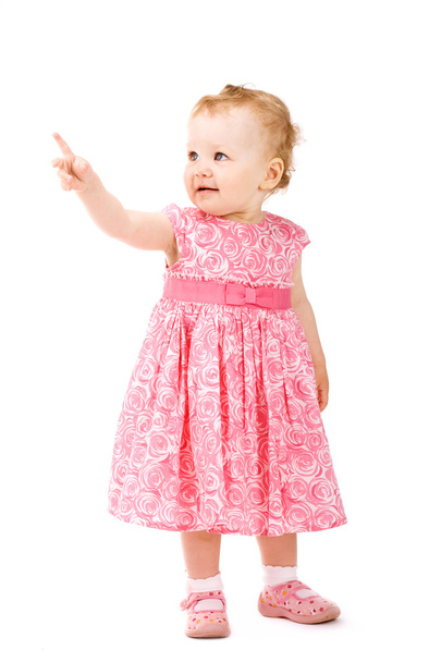 Baby girl pointing on something - Фото, изображение