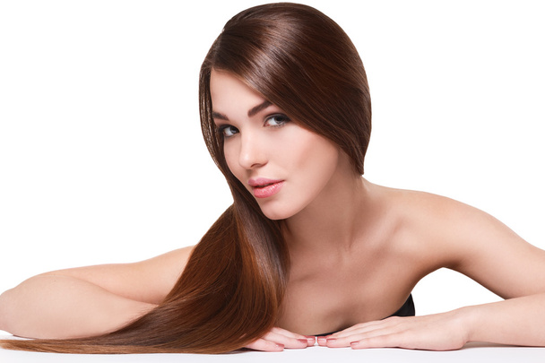 Woman with healthy brown hair  - Foto, Imagem