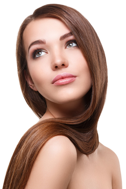 Woman with healthy brown hair  - Foto, Imagen
