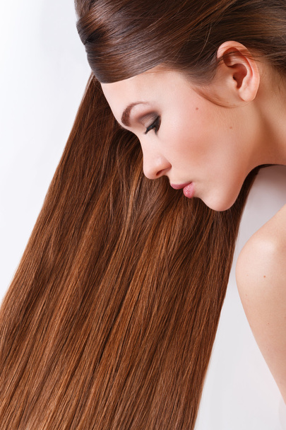 woman with long healthy brown hair - Foto, Imagem