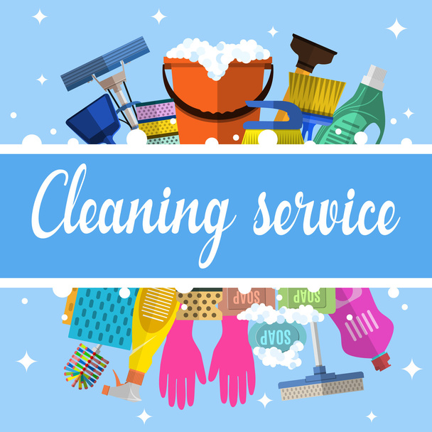 Cleaning service flat illustration - Vector, Image