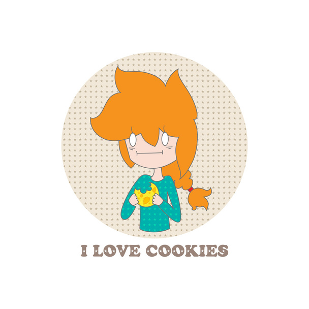 Girl and cookies. - Vector, Image