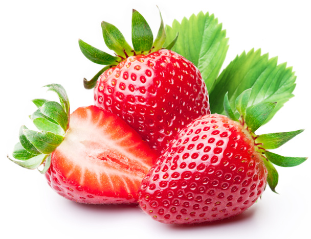 Erdbeeren mit Blättern. - Foto, Bild