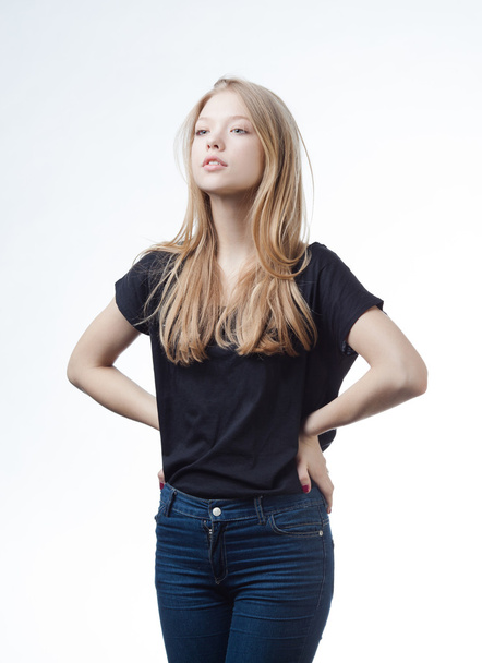 beautiful blond teen girl portrait - Photo, image