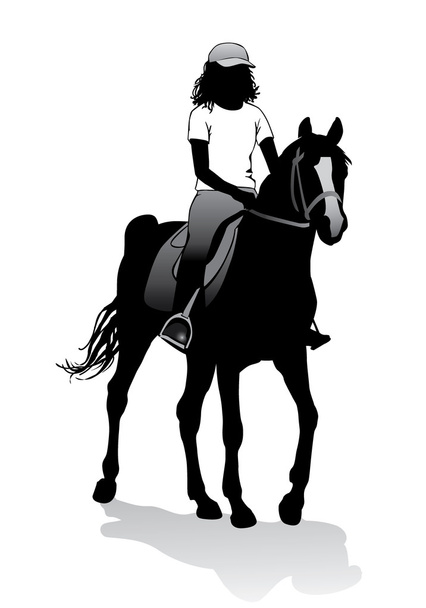 Girl on horse  - Vector, Image