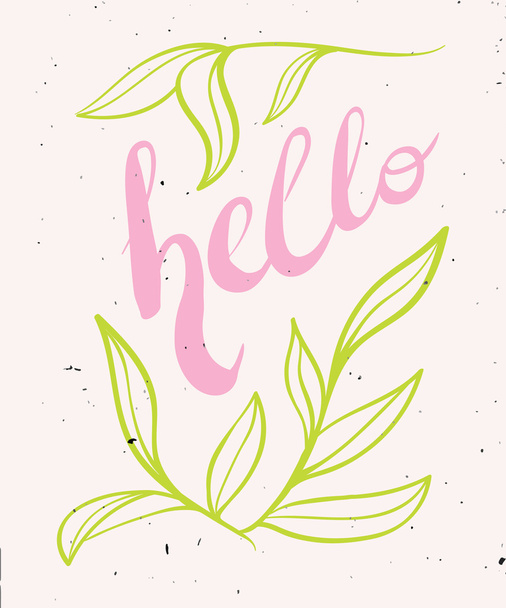 Hand lettering, calligraphy in colorful style banners, labels, signs, prints, posters, the web. Hello.  - Vektör, Görsel