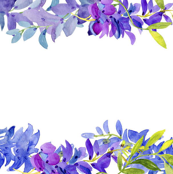 watercolor floral border - Foto, Imagen