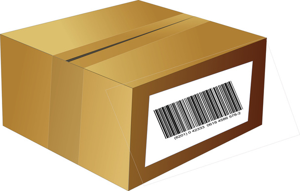 Brown box with bar code - Vector, Image