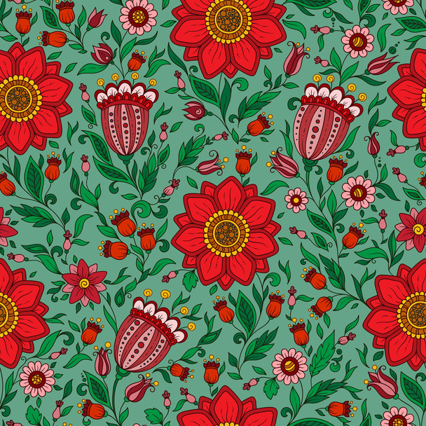 Seamless vector floral pattern with colorful fantasy plants and  - Vektor, obrázek