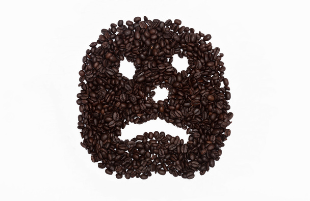 Grumpy twarz w ziaren kawy - Zdjęcie, obraz