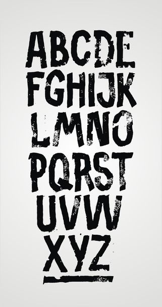 Hand drawn grunge font. Detailed vector alphabet - Vetor, Imagem