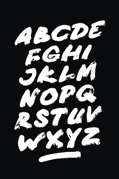 Hand drawn grunge font. Detailed vector alphabet - Vetor, Imagem