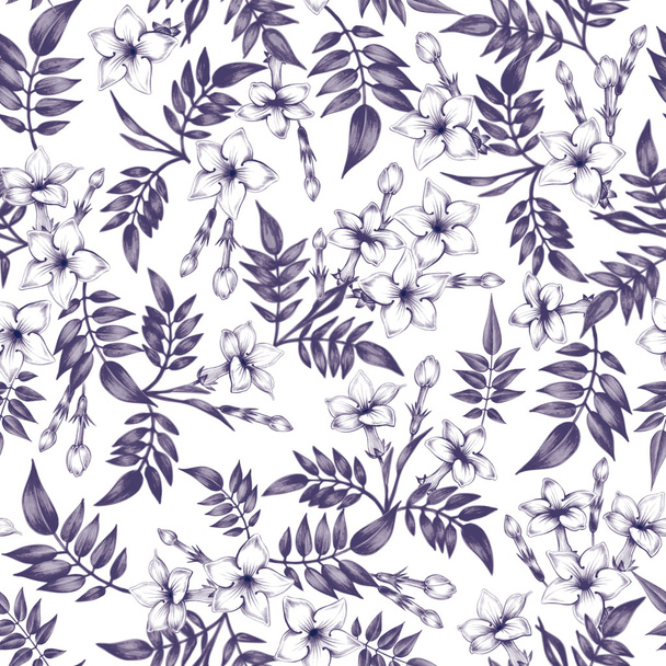 Vector seamless floral patternwith jasmine flowers. - ベクター画像
