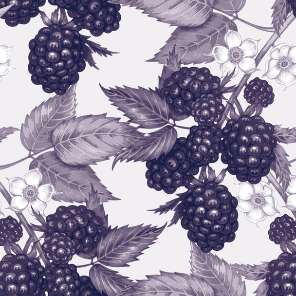 Vector seamless floral pattern with blackberry. - Wektor, obraz