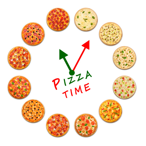 Pizza time. Clock from italian food. - Photo, Image