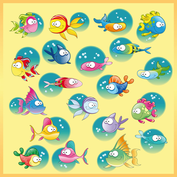 Сім'я риб з фоном
 - Вектор, зображення
