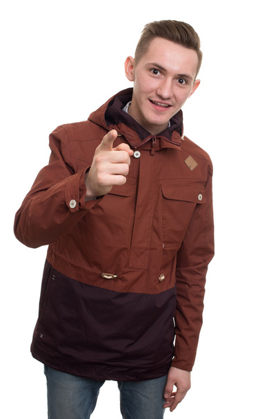 young man pointing with his finger  - Foto, Bild