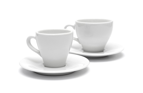 Small white coffee cup isolated on white - Photo, Image