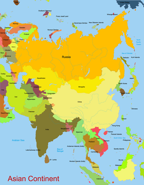 Mapa de continente asiático
 - Vector, Imagen