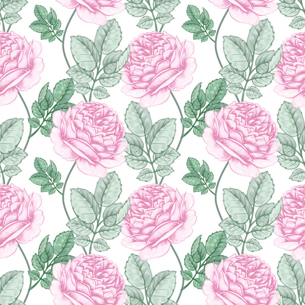 Flower seamless pattern with roses. - Vector, Image