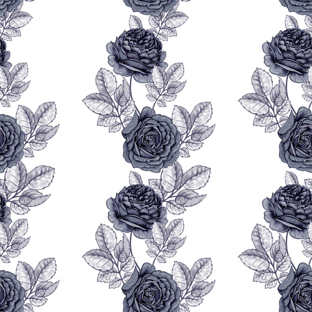 Blume nahtlose Muster mit Rosen. - Vektor, Bild