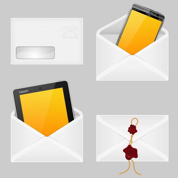 Envelopes with Smart Phone - Vector, Image
