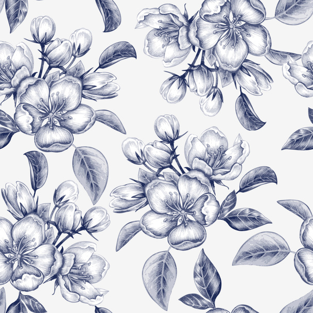 Vector seamless pattern with apple blossom. - Διάνυσμα, εικόνα