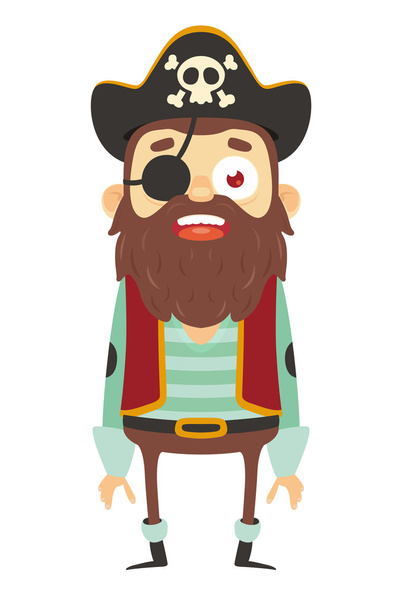 Pirata de dibujos animados con Eyepatch
  - Vector, Imagen