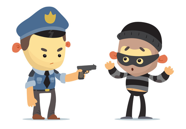 Polis hırsız yakalamak - Vektör, Görsel