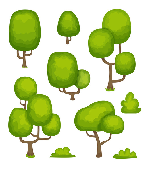Kreslené stromů sada - Vektor, obrázek