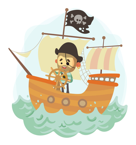 Pirátská loď s pirátem  - Vektor, obrázek