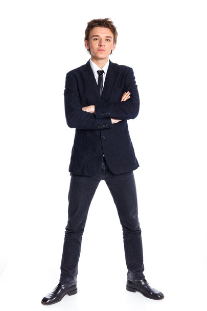 Teenage boy in a business suit - 写真・画像