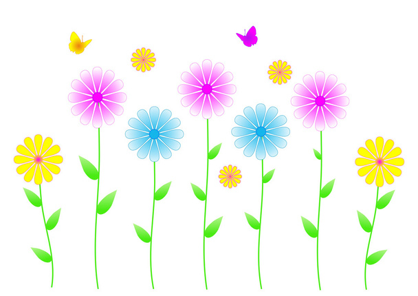 春の花と蝶 - 写真・画像