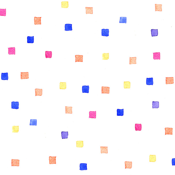Watercolor squares circles pattern - Fotó, kép