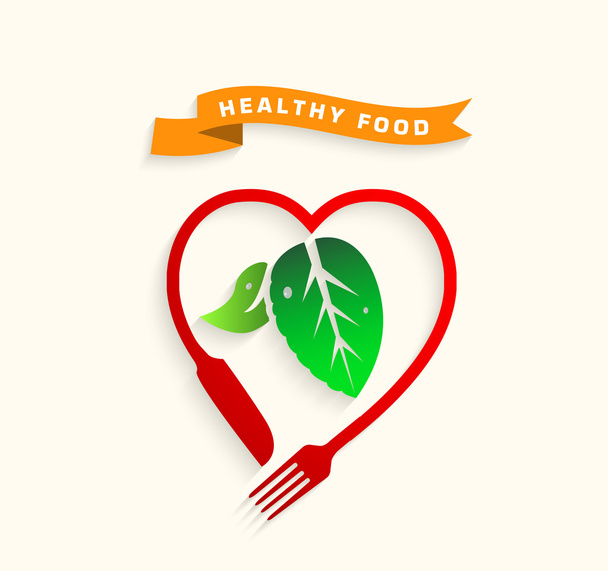 Εικονίδιο έννοια υγιεινή διατροφή, υγιεινά τρόφιμα αγάπη - Διάνυσμα, εικόνα