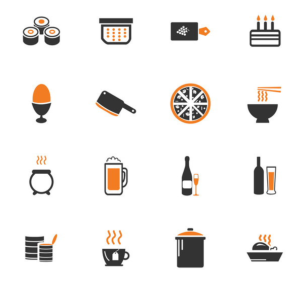 Food and kitchen icons set - Vector, Image