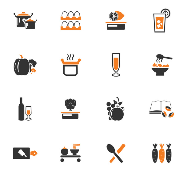 aliments et icônes de cuisine ensemble - Vecteur, image