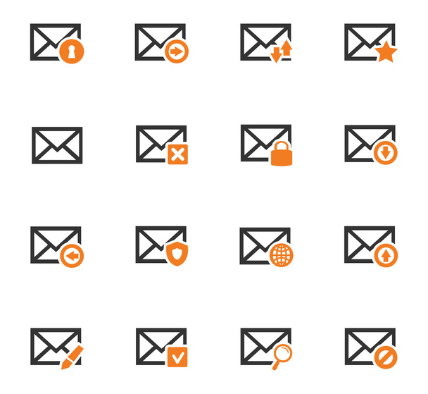 Mail and envelope icons set - Vettoriali, immagini