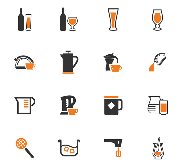 Utensils for the preparation of beverages icons - Vector, Image