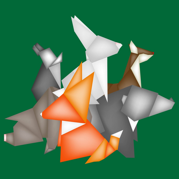 origami forest animals - Vector, Image