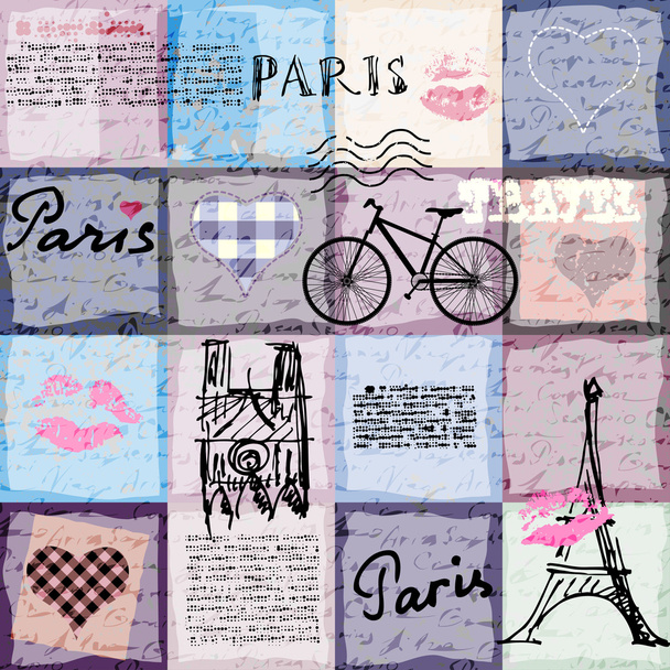 Retro scrapbook collage Paris. - Вектор,изображение