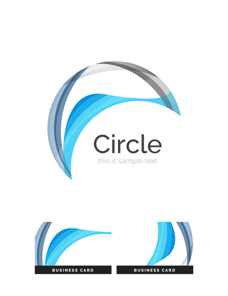 サークルのロゴ。透明の重なり合う渦巻き図形。近代的なきれいなビジネス アイコン - ベクター画像