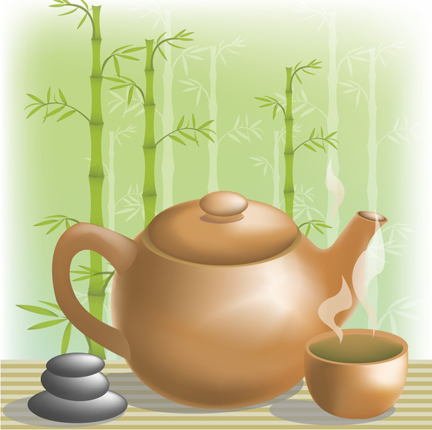 zöld tea - Vektor, kép