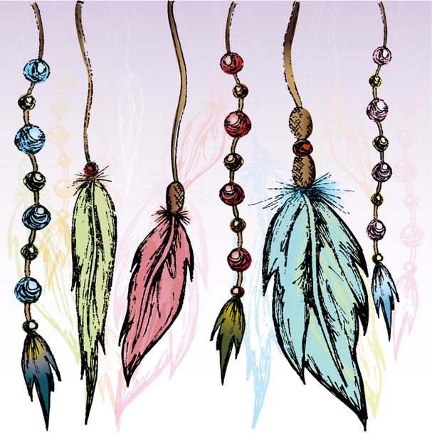 Hangings down feathers - Vector, Image