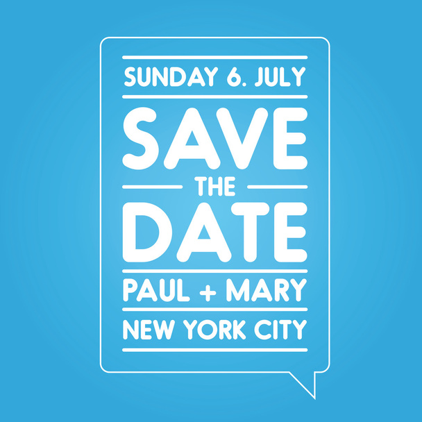 Typographic blue wedding announcement - Save the date - Vector, Image