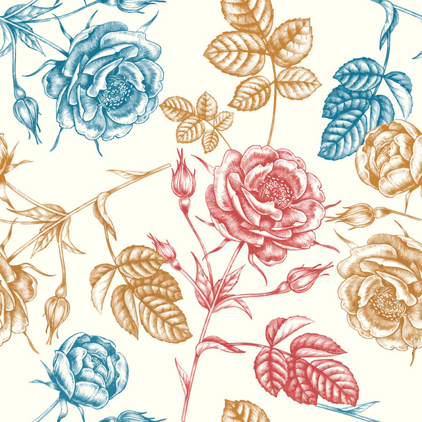Seamless pattern with roses. - Vektor, obrázek