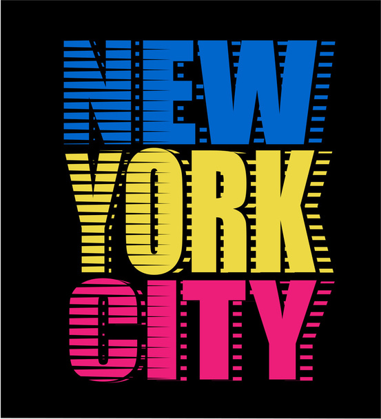 New York City neon typography, t-shirt graphics - Vector, Image