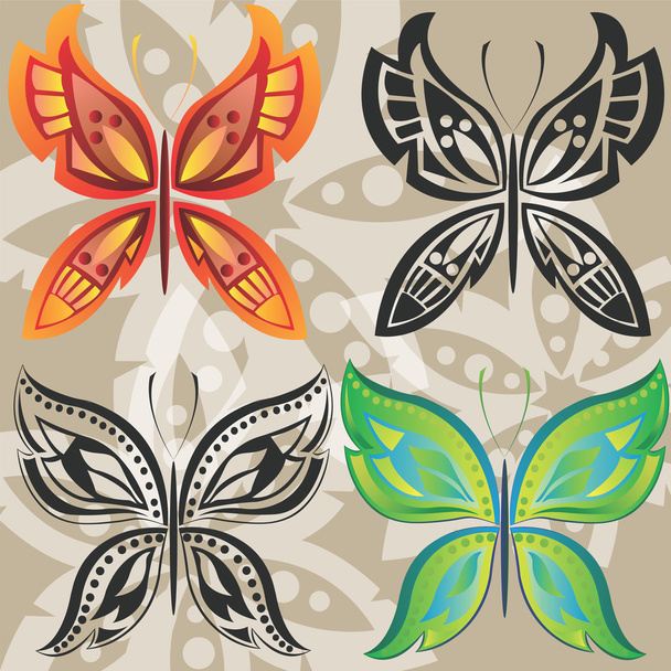 Πεταλούδες στο ύφος των φυλών - Διάνυσμα, εικόνα
